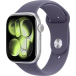 Apple Watch Series 11 GPS 42mm stříbrný hliník - mlžně fialový sportovní řemínek - S/M (MEU64MP/A)