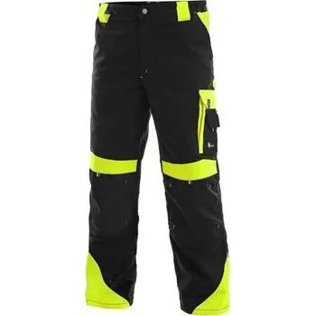 montérky Pánské montérkové kalhoty CXS Sirius Brighton s reflexními prvky, černé/žluté, vel. 60