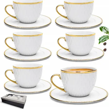 Sada šálků 6+6 Bella Fiore na kávu a čaj 280ml porcelánová, dárek