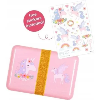 Svačinový box A Little Lovely Company - Svačinový Box Lunchbox Jednorožec s nálepkami