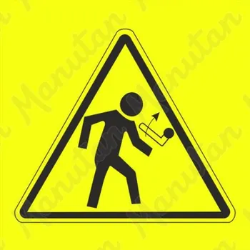 Kancelář Výstraha pozor zpětný chod ramene nahoru, samolepka 40 x 40 x 0,1 mm, arch 35 ks