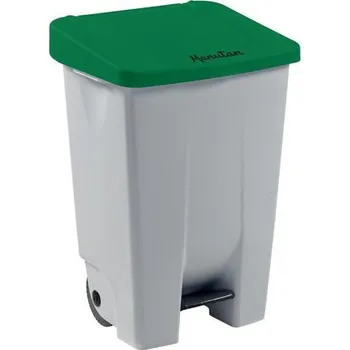 Odpadkový koš Plastový odpadkový koš Manutan Expert Handy, objem 80 l, bílý/zelený