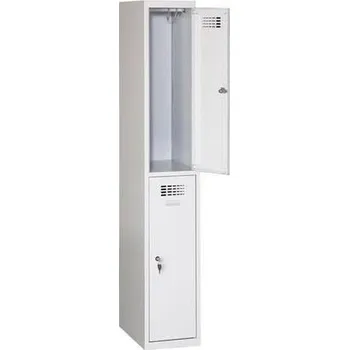 Nábytek Svařovaná šatní skříň Rafael odlehčená, 2 oddíly, cylindrický zámek, šedá/šedá