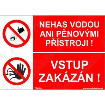 Kancelář Nehas vodou ani pěnovými přístroji, plast 210 x 148 x 0,5 mm A5