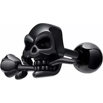 Náušnice Ocelová šroubovací náušnice Lebka s růží Černá - Typ Kus