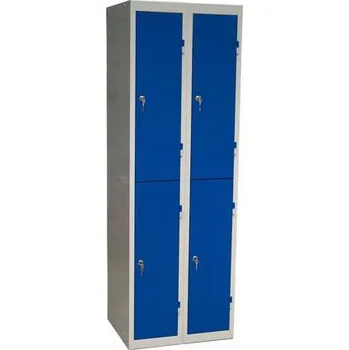 Nábytek Montovaná šatní skříň DURO MONT, 4 boxy, cylindrický zámek, šedá/modrá