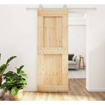 Interiérové dveře Posuvné dveře s kováním 80 x 210 cm masivní borové dřevo IM_3203091