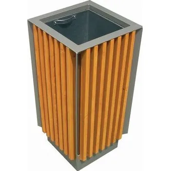 Odpadkový koš Kovový venkovní odpadkový koš Park Style s dřevěným obložením, objem 65 l