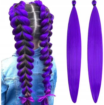 Příčesek Syntetické Vlasy Sada 2ks Pro Zaplétání Fialové Rumi 70cm #VIOLET