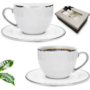 Sada šálků 280ml Bella Fiore 2+2 porcelánových na kávu a čaj, dárek