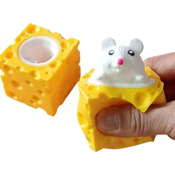 Hračka pro nejmenší MOCHI SQUISHY SÝR MYŠKA MAČKACÍ HRAČKA ANTISTRESOVÁ MYŠ