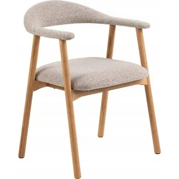 Jídelní židle Čalouněná židle Settlica s béžovým potahem a dubovou podnoží