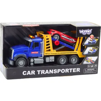 autíčko NÁKLADNÍ AUTOMOBIL AUTOPŘEPRAVNÍK TRANSPORTER AUT SVĚTLO ZVUK MĚŘÍTKO 1:14 WOOPIE