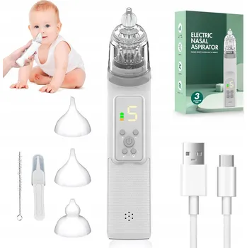 Odsávačka hlenu ELEKTRICKÝ ODSÁVAČ NOSU A HRUŠKA NA RÝMU PRO MIMINKA 5 REŽIMŮ