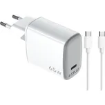 Celly 1x USB-C GaN, 65 W + USB-C kabel (UPTC1USBC65WCTC) bílá