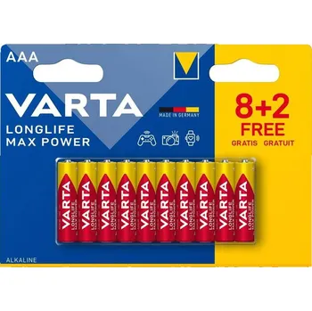 Varta Longlife Max Power AAA, LR03, blistr 8+2ks (4703101710)