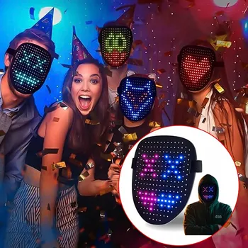 Pleťová maska Maska na obličej ELEKTRONICZNA MASKA LED COSPLAY fialová
