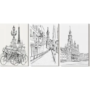 Obraz Obraz Na Plátně Sada Jednoduchých Kreseb Městských Krajin 3x 20x30 cm