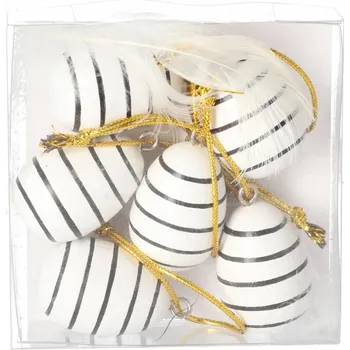 Velikonoční dekorace Závěsná velikonoční dekorace Jumi Dřevěné vajíčko 6 ks