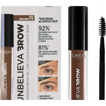 Tužka na obočí L'Oreal Paris Unbelieva Brow 108 Dark Brunette 3,4 ml gel na obočí
