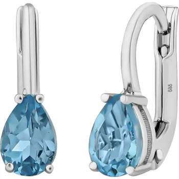 Náušnice Zlaté náušnice Elira z bílého zlata s přírodním London Blue topazem FNN33338EGWLBT