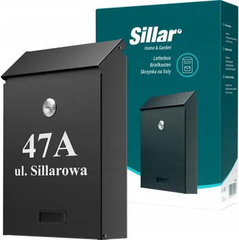 Poštovní schránka Sillar černá poštovní schránka C5 ocel ocel s Yaleovým zámkem + potisk