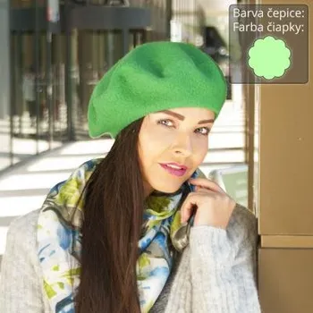 Čepice Dámský vlněný baret pistáciový 10,5"