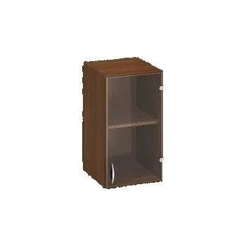 Nábytek Přístavbová nízká úzká skříň Alfa 500, 71,7 x 40 x 45,8 cm, se skleněnými dvířky - pravé provedení, dezén ořech