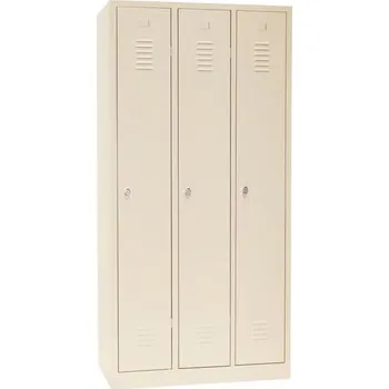 Nábytek Svařovaná šatní skříň Manutan Expert DURO PROFI, 3 oddíly, béžová/béžová, otočný uzávěr