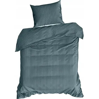 Povlečení Sada povlečení 140x200 cm bavlněná s proužky, mořská barva Eurofirany