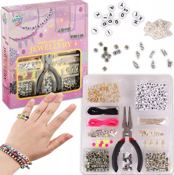 Dětské navlékací korálky Sada na výrobu náramků, bižuterie, náušnic, korálky Dárek DIY