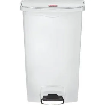 Odpadkový koš Plastový odpadkový koš Rubbermaid Front Step, objem 68 l, bílý