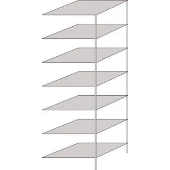 Dílenský regál Kovový regál Hathor, oboustranný, přístavbový, 230 x 75 x 60 cm, 1 100 kg, 7 polic, světle šedý