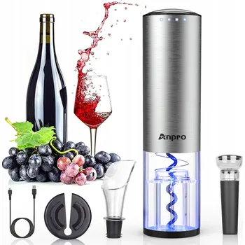 Otvírák ELEKTRICKÝ VÝVRTKA NA LÁHVE USB otvírák na víno stříbrná sada