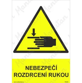 Kancelář Nebezpečí rozdrcení rukou, samolepka 210 x 297 x 0,1 mm A4