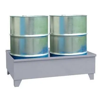 Olejová vana Kovová záchytná vana bez roštu, integrované nohy, pro 2 sudy, pozink