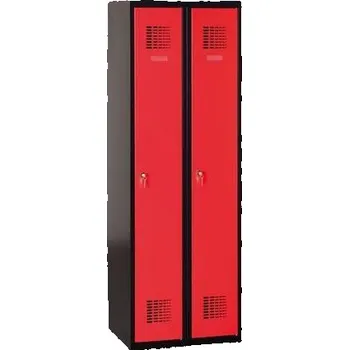 Nábytek Svařovaná šatní skříň Patrick, 2 oddíly, cylindrický zámek, černá/červená