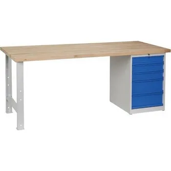 Dílenský stůl Weld s 5 zásuvkami, 84 x 200 x 80 cm, šedý