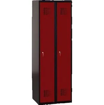 Nábytek Svařovaná šatní skříň Patrick, 2 oddíly, cylindrický zámek, černá/tmavě červená