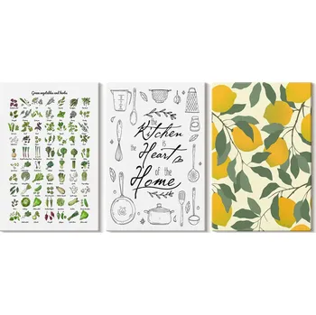 Obraz Sada obrazů do ložnice Kuchyňské bylinky Citrony Malované 3x 20x30 cm