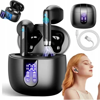 Sluchátka SLUCHÁTKA DO UŠÍ BLUETOOTH S LED DISPLEJEM ODOLNÁ LEHKÁ