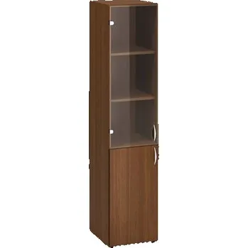 Šatní skříň Vysoká úzká skříň Alfa 500, 178 x 40 x 47 cm, s kombinovanými dvířky - levé provedení, dezén ořech