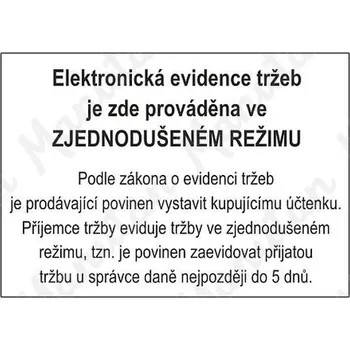Kancelář Elektronická evidence tržeb EET, samolepka 75 x 75 x 0,1 mm