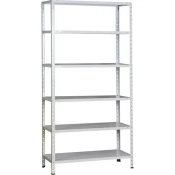Kovový regál Arzal, základní, 200 x 100 x 40 cm, 1 500 kg, 6 polic, bílý