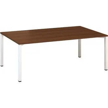 Konferenční stůl Alfa 420 s bílým podnožím, 200 x 120 x 74,2 cm, dezén ořech