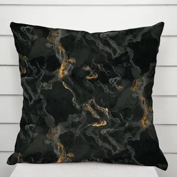 Povlak na dekorativní polštářek Sametový povlak na polštář Isabela IBL-021 Zlatý/kouřový mramor na černém 40 x 60 cm