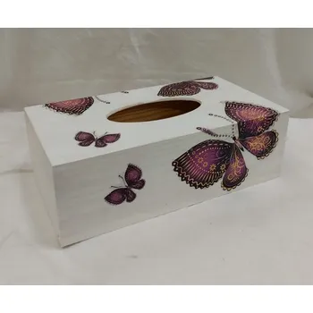 Krabice na papírové kapesníky - Motýli bordo