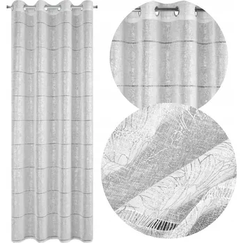 Záclona Záclona 140x250 bílá s ozdobným stříbrným potiskem koleček