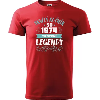 Pánské tričko DOBRÝ TRIKO Pánské tričko s potiskem Zrození legendy Velikost: XS, Barva: Červená