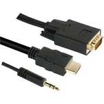 GoGEN HDMI / VGA vč. Jack 3,5mm, 1,5m, pozlacený (VGAHDMIJACK150) černý